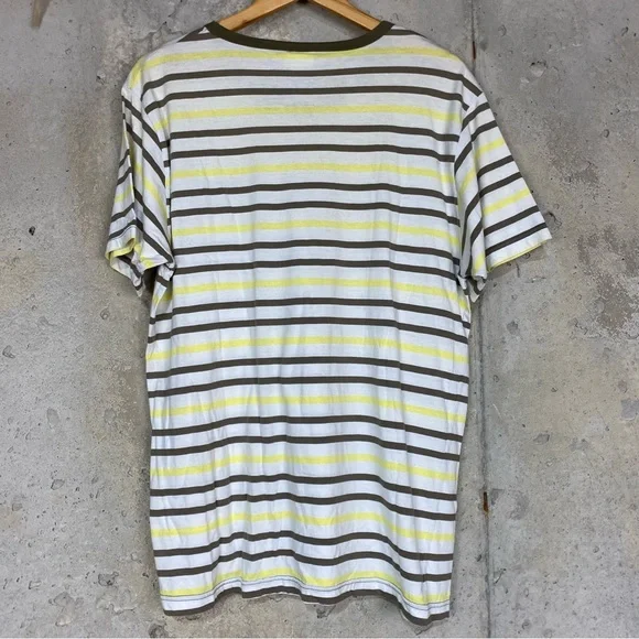 Lacoste yellow green white striped short sleeve shirt - Picture 3 of 6